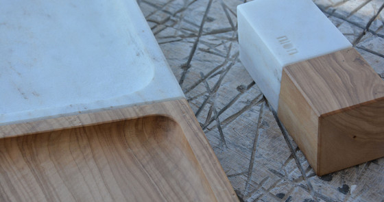 Οbjects from olive tree and  Tinian marble  